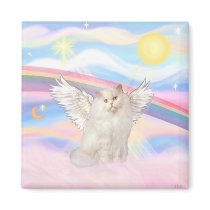 White Persian Cat Angel in Clouds