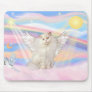 White Persian Cat Angel in Clouds