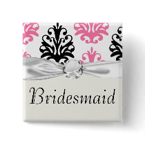 white pink and black chic damask
