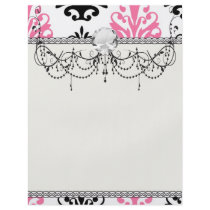 white pink and black chic damask flyers