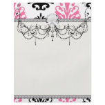 white pink and black chic damask flyers