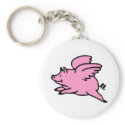 White Pink Flying Pig keychains