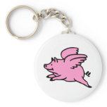 White Pink Flying Pig keychains