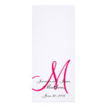White Pink Monogram Wedding Programs on Linen Personalized Invitation