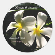 White Plumaria Tropical Flowers Envelope Seals Sticker