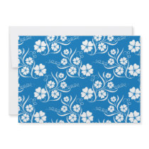 White Plumeria on Blue Pattern