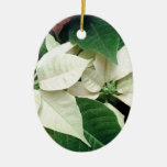 White Poinsettias Christmas Ornaments