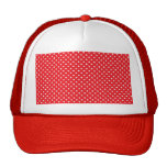 White polka dot on red background mesh hat