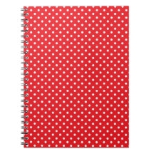 White polka dot on red background notebooks