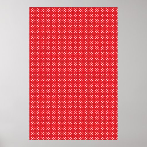 White polka dot on red background poster