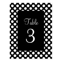 White Polka Dot Table Number Postcard