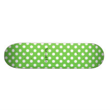 White polka dots on light green background custom skateboard