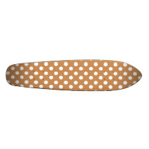 White polkadots on brown skate board