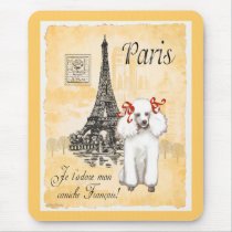 White Poodle Eiffel Tower Vintage Style Print