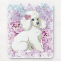 White Poodle in the Lilacs Art and Gifts