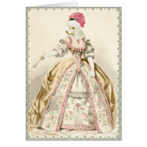 White Poodle Marie Antoinette French Fashion Greeting Cards