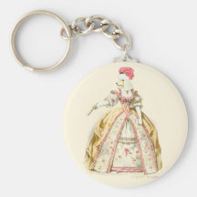 White Poodle Marie Antoinette French Fashion Keychain