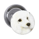 White Poodle Portrait Burberry Button Pin