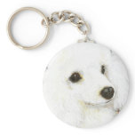 White Poodle Portrait Burberry Keychain