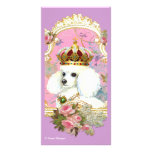 White Poodle Princess n Pink Roses Photo Card