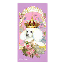 White Poodle Princess n Pink Roses Photo Card