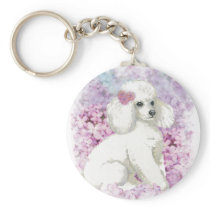 White Poodle Puppy Lilacs Art Design