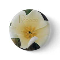 White Poppy Pinback Buttons