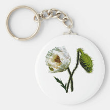 White Poppy Keychain