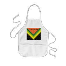 White pumpkin pattern on orange black green yellow apron