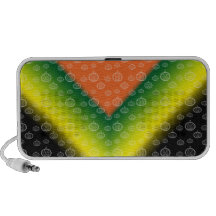 White pumpkin pattern on orange black green yellow travel speakers