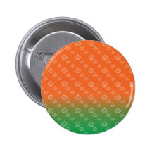 White pumpkin pattern on orange green fade pinback button