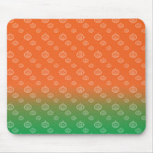 White pumpkin pattern on orange green fade mousemat