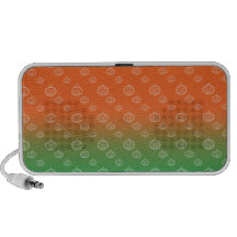 White pumpkin pattern on orange green fade notebook speakers