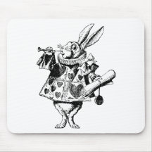 White Rabbit Herald Inked Black Mouse Pad
