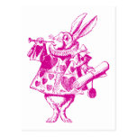 White Rabbit Herald Inked Pink Post Card