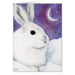 White Rabbit in Snow Painting Note Card cards