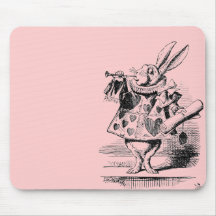 White Rabbit Mousepad Pink