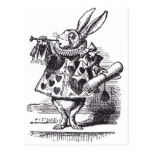 White Rabbit Trumpet Postcard