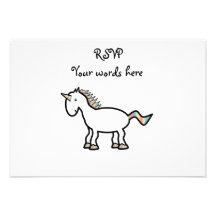 White rainbow unicorn invites