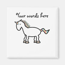 White rainbow unicorn magnets