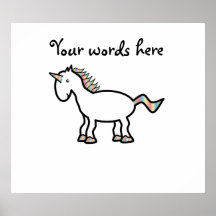 White rainbow unicorn posters
