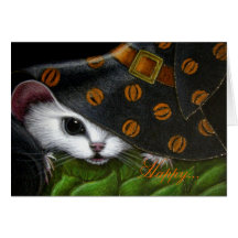 WHITE RAT/MICE/MOUSE HALLOWEEN Card