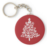 White & Red Christmas Tree keychains