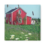 white Red house, Iles Mignan flowers Refrigerator Magnet