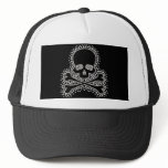 White Rhinestone Skull Baseball Trucker Hat