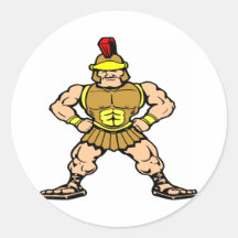 White Roman Spartan Warrior Round Stickers