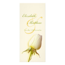 White rose bud felt wedding reception dinner menu announcements