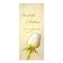 White rose bud wedding reception dinner menu invitations