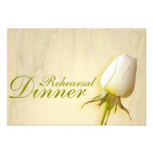 White rose bud wedding rehearsal dinner invite