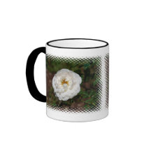 White rose in bloom mugs